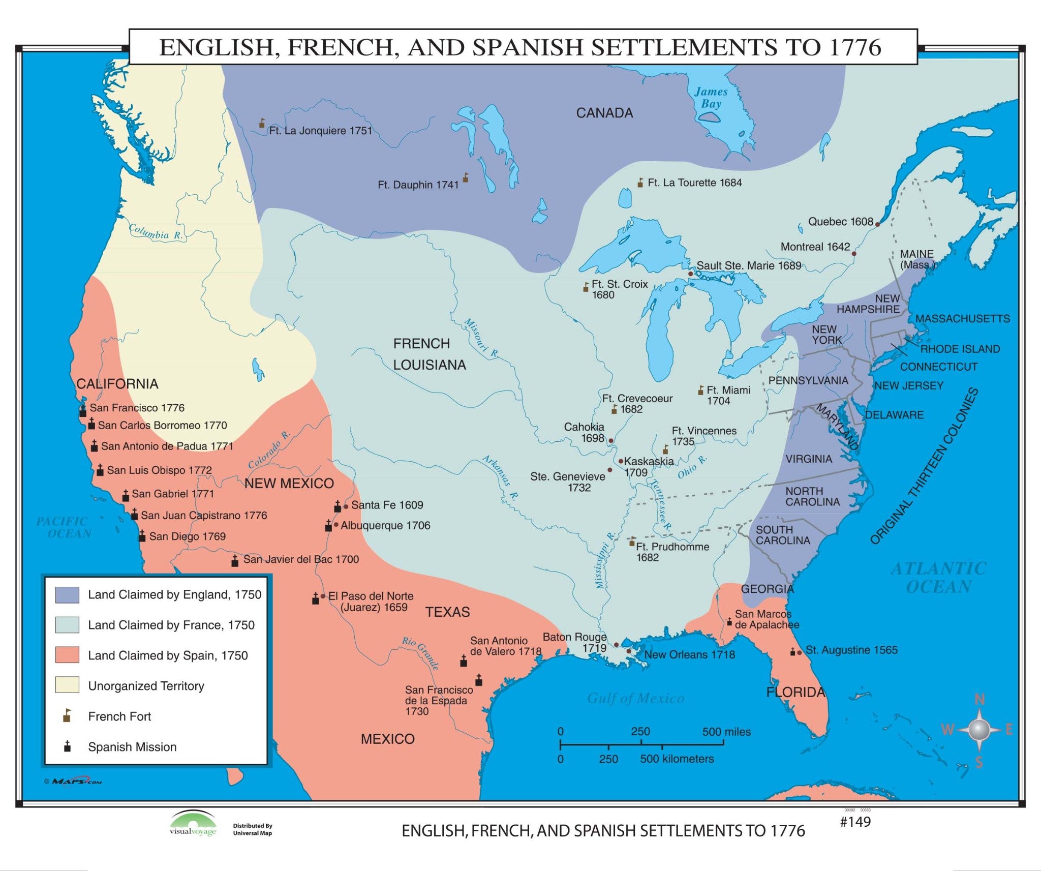 Kappa Map Group  149 English French Spanish Settlements To 1776