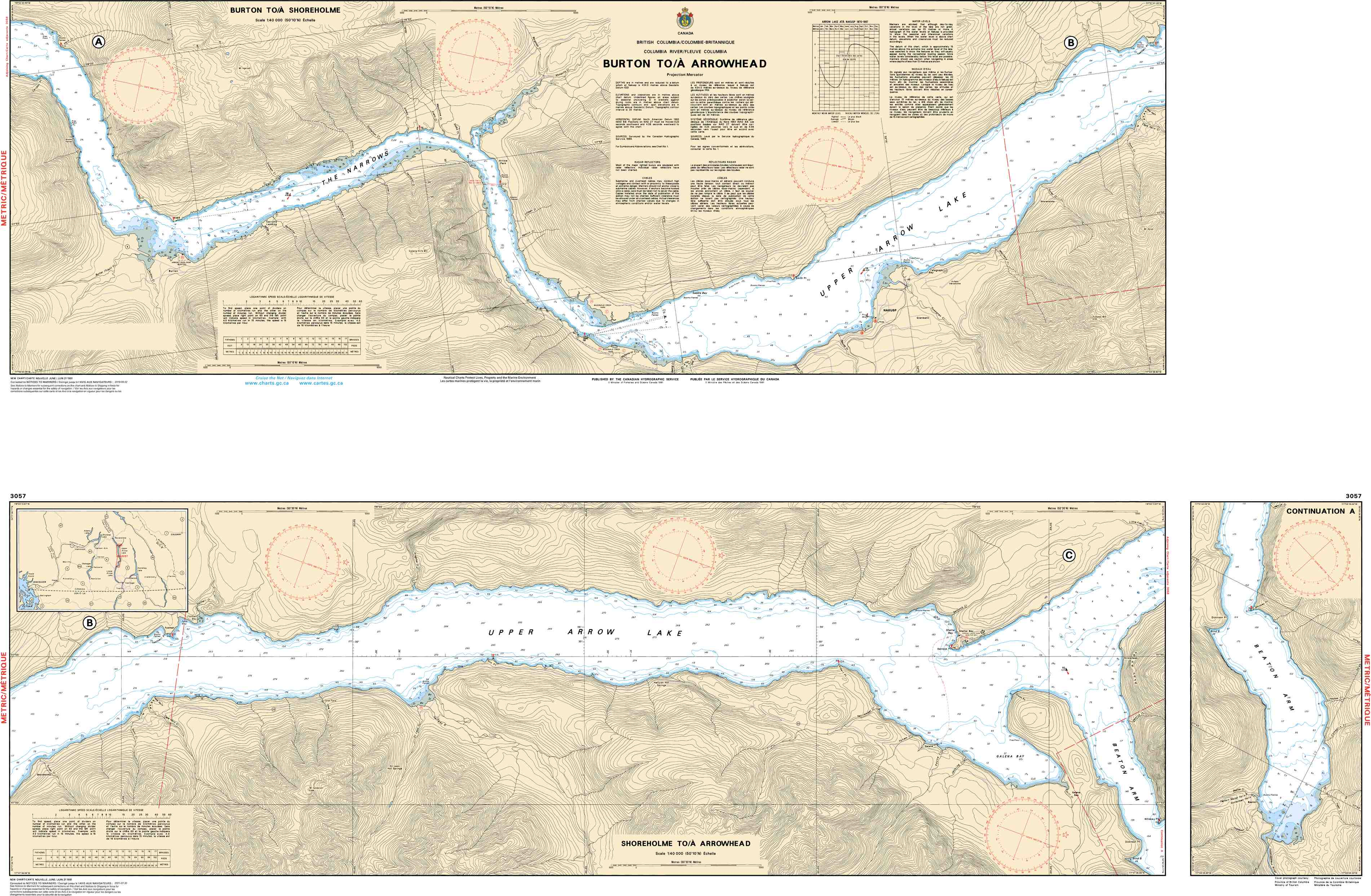 Canadian Hydrographic Service Nautical Chart CHS3057: Burton to/à Arrowhead