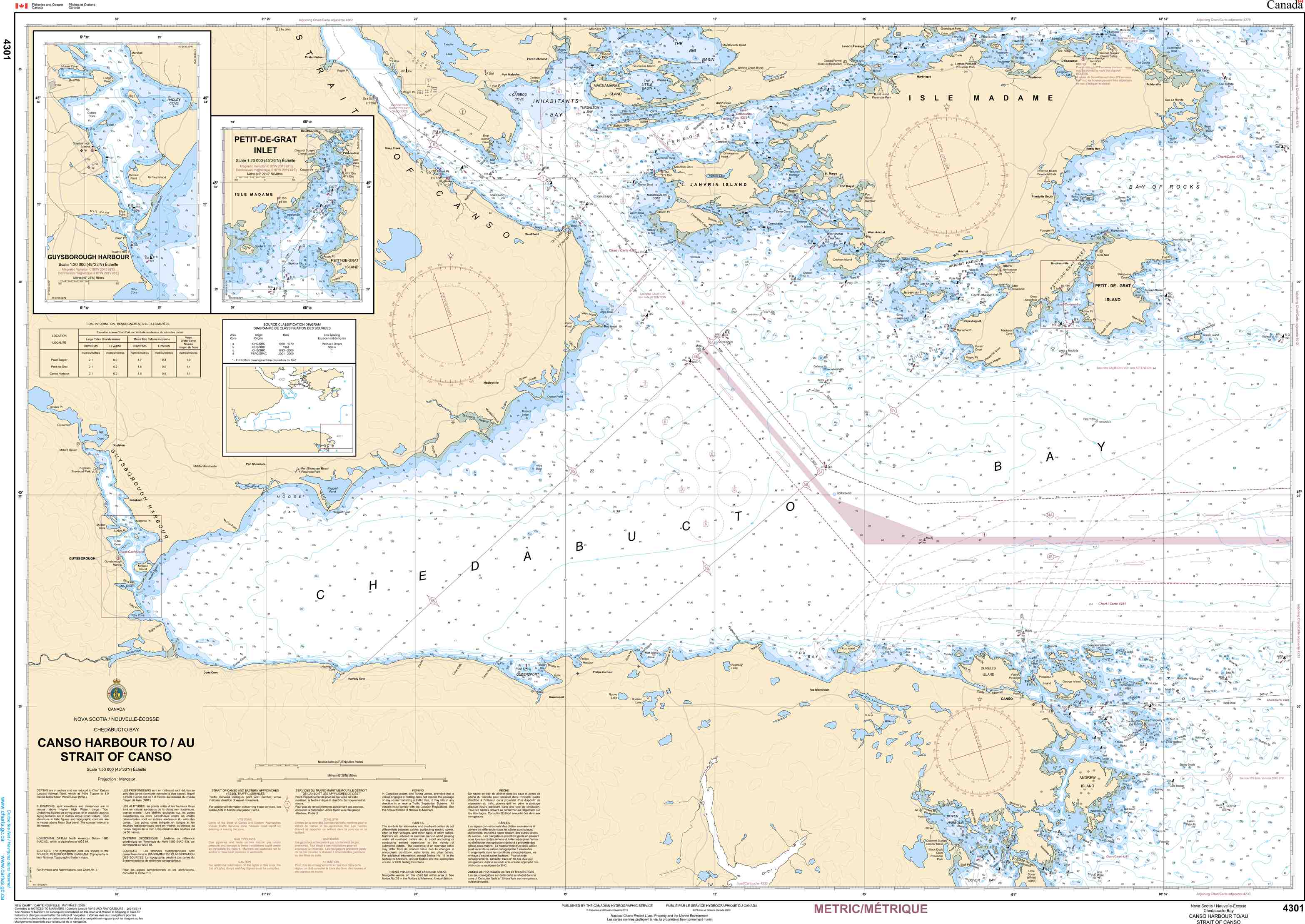 Canadian Hydrographic Service Nautical Chart CHS4301 : Chart CHSCanso Harbour To Strait Of Canso