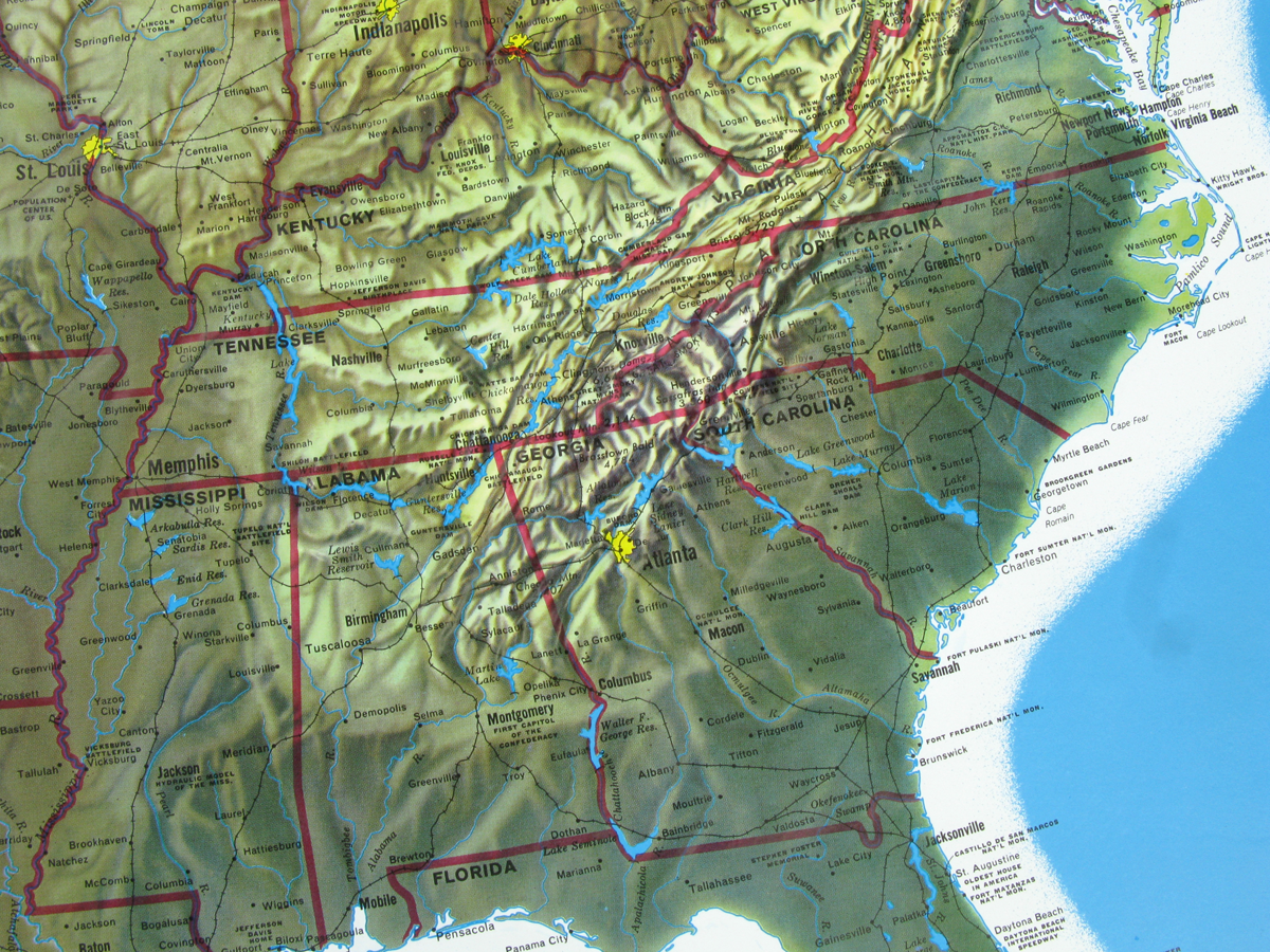 US Rand McNally Three Dimensional 3D Raised Relief Map