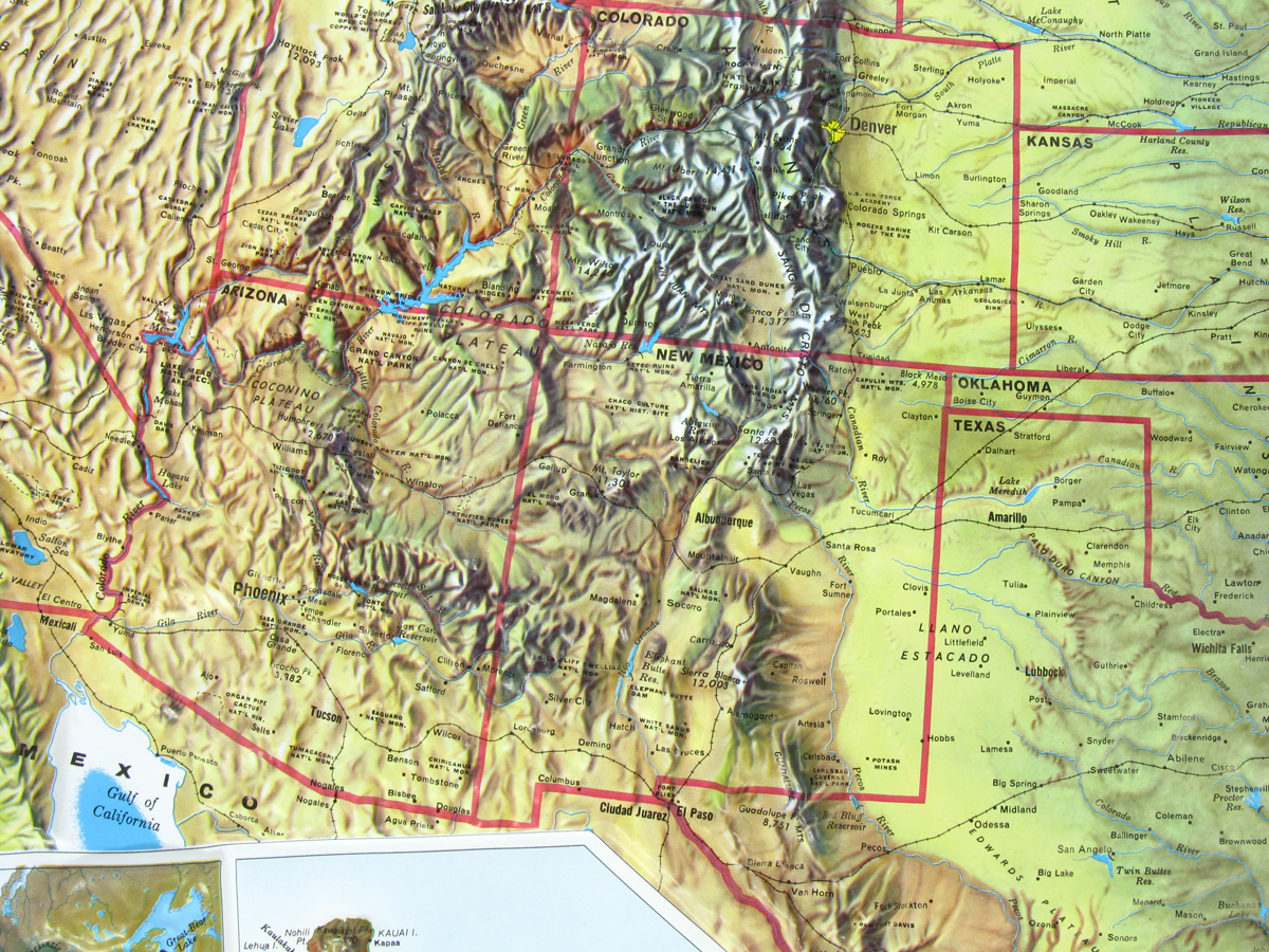 US Rand McNally Three Dimensional 3D Raised Relief Map