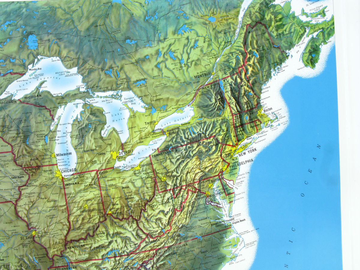 US Rand McNally Three Dimensional 3D Raised Relief Map