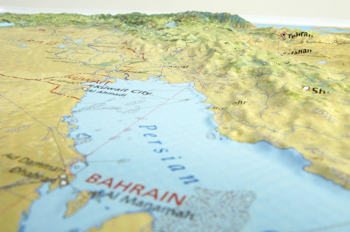 Middle East Three Dimensional 3D Raised Relief Map