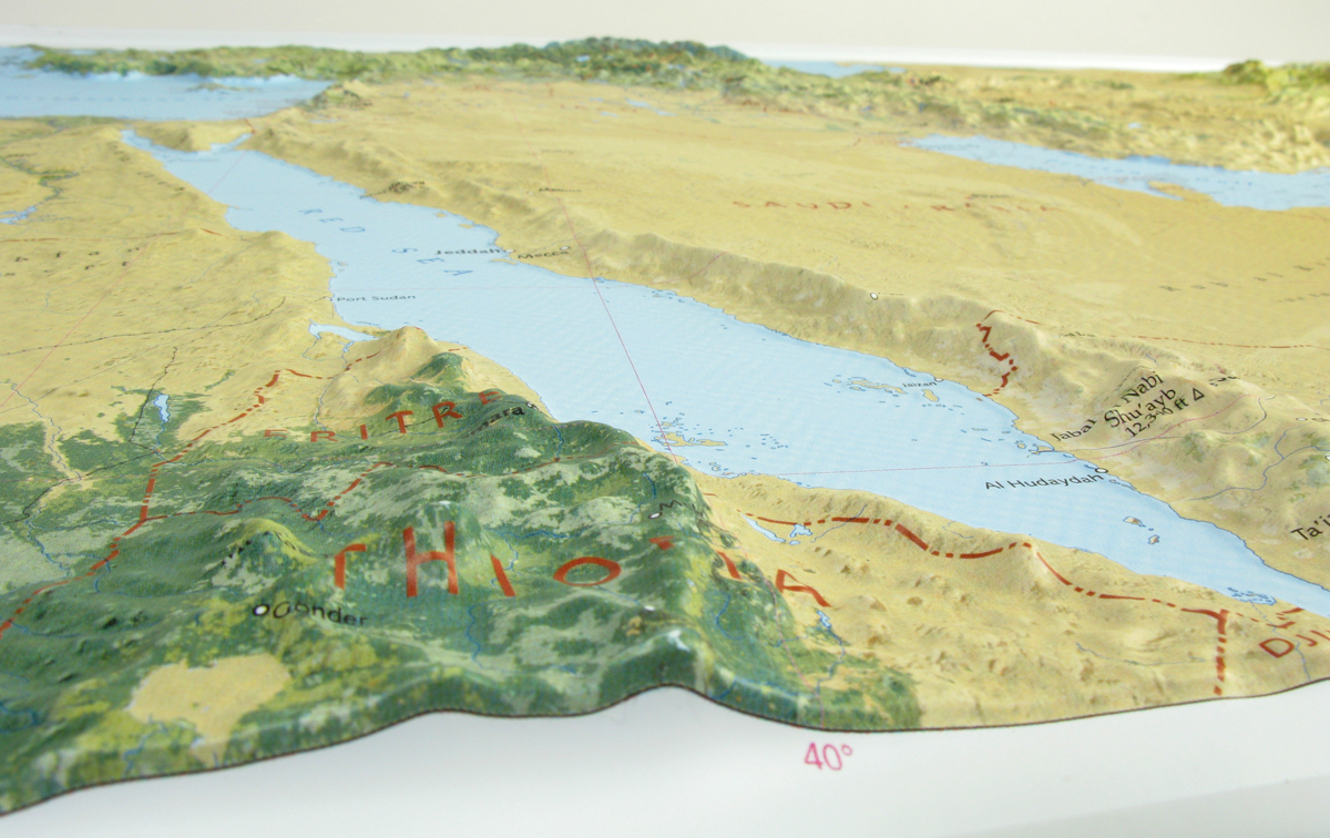 Middle East Three Dimensional 3D Raised Relief Map