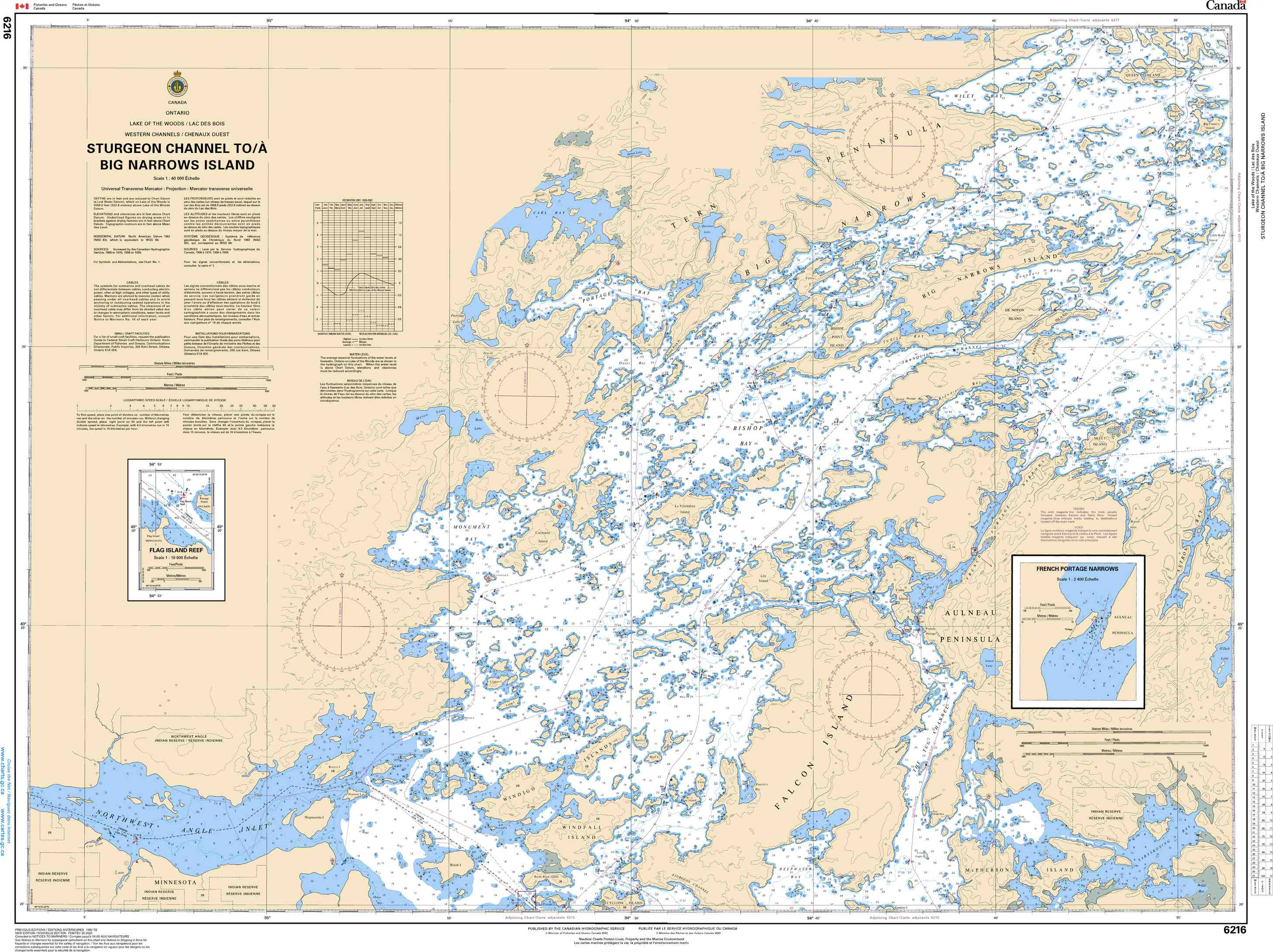 Canadian Hydrographic Service Nautical Chart CHS6216: Sturgeon Channel to/à Big Narrows Island