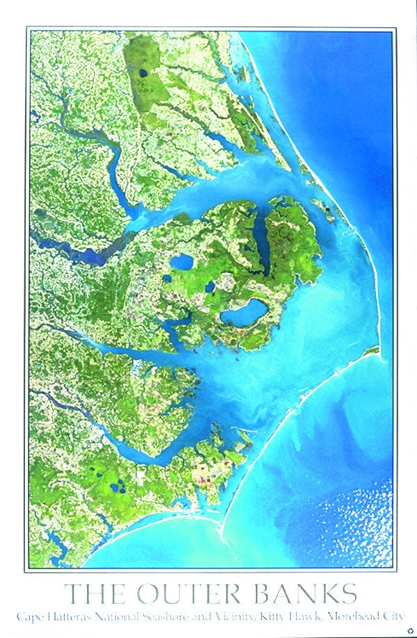 The Outer Banks of North Carolina From Space Satellite Map