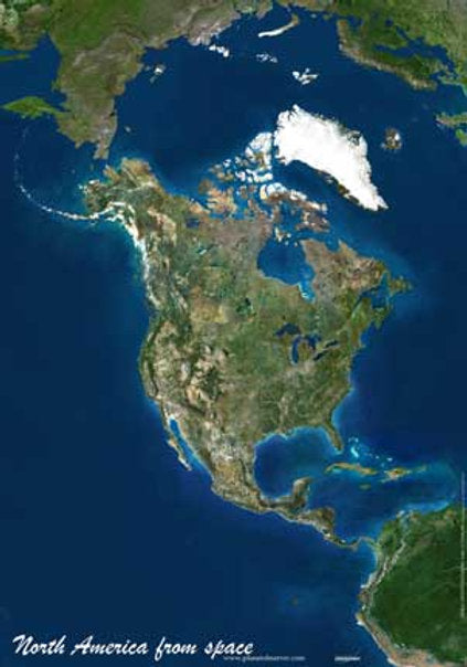 North America From Space Map