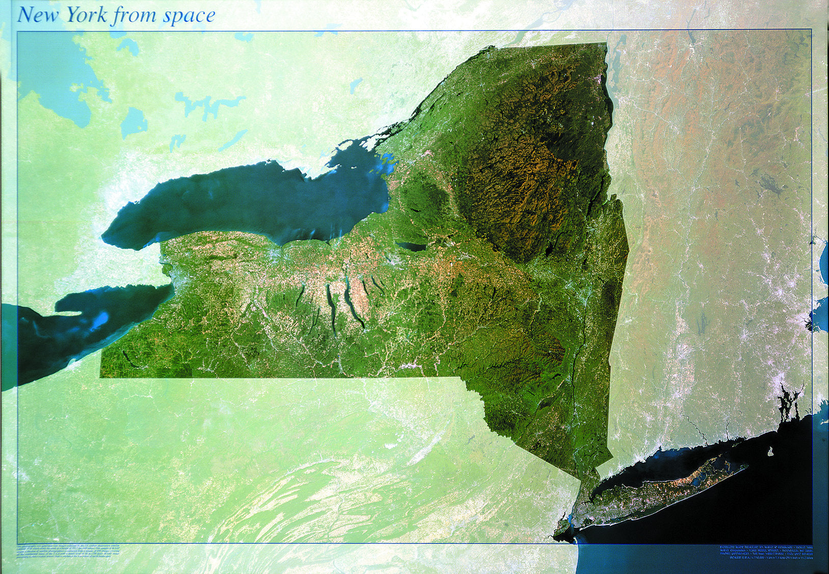 New York State From Space Map