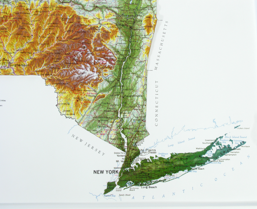 New York Three Dimensional 3D Raised Relief Map