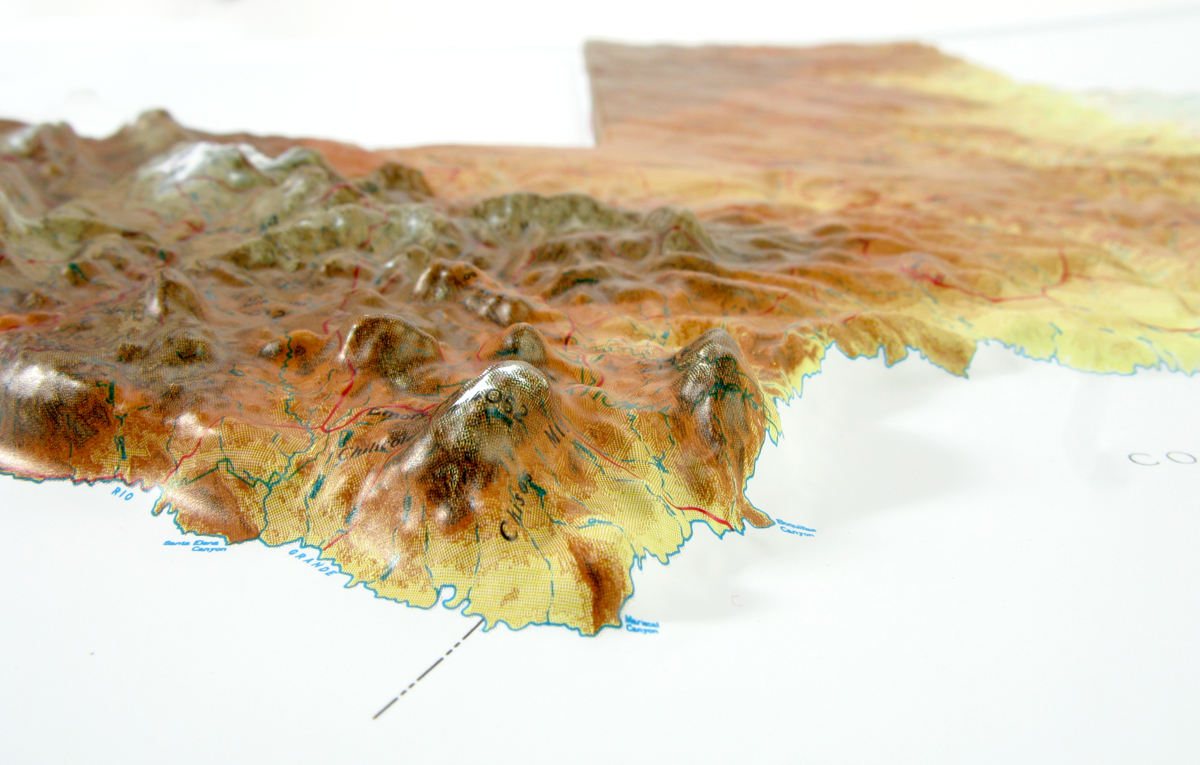 Texas Three Dimensional 3D Raised Relief Map