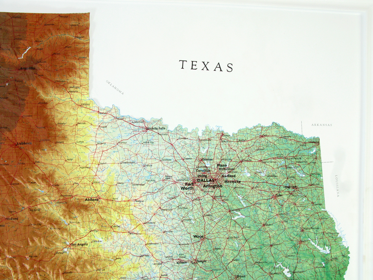 Texas Three Dimensional 3D Raised Relief Map