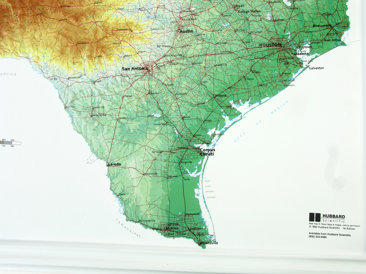 Texas 3D Raised Relief Map