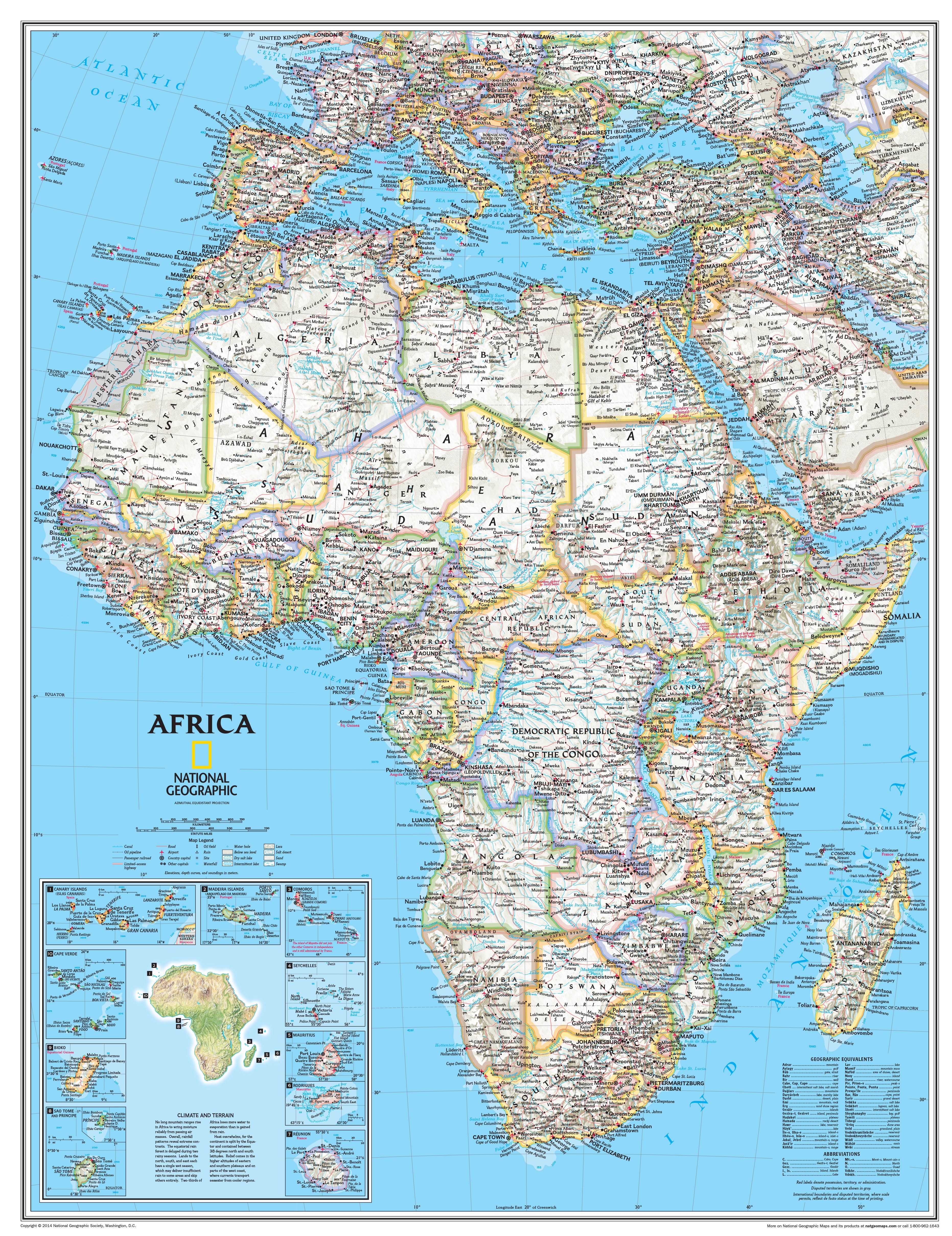 Africa a part of National Geographic Political 7 Continent Maps Classroom Pull Down 7 Map Bundle