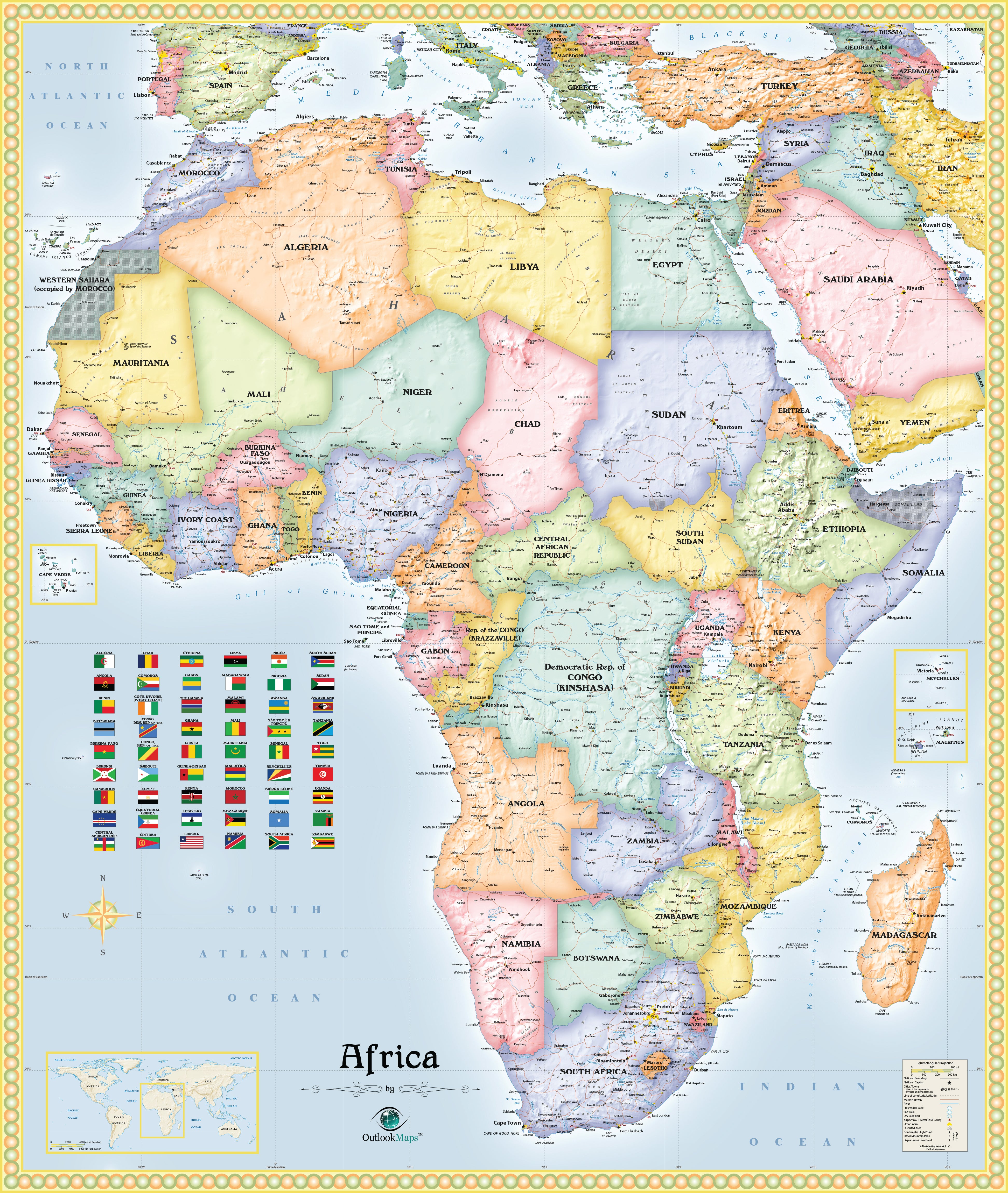 Africa a part of Political 5 Continent Maps Classroom Pull Down 5 Map Educational Bundle