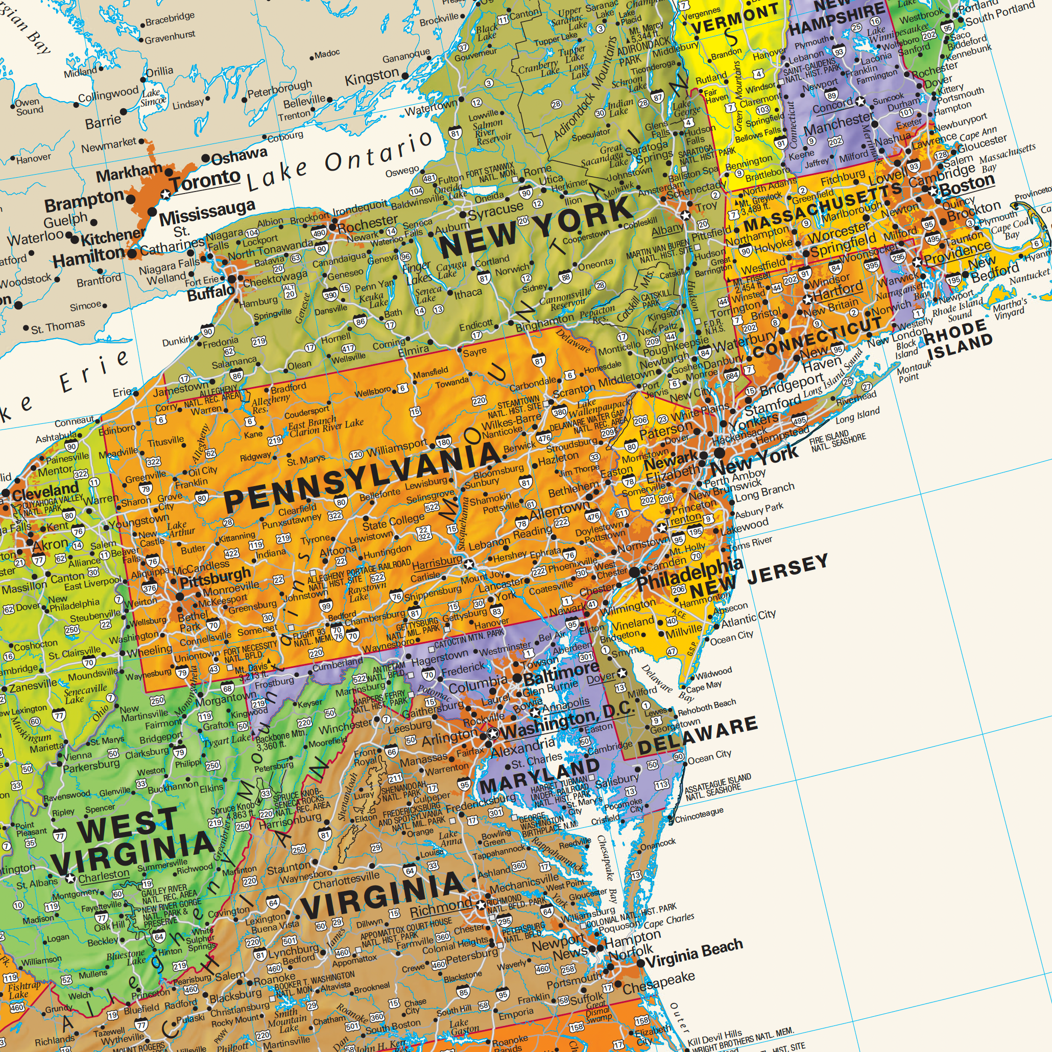 Turner Contemporary US/World Combo Classroom Pull Down Wall Map
