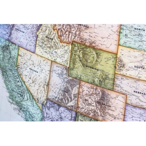 Turner Legacy US/World Combo Classroom Pull Down Wall Map