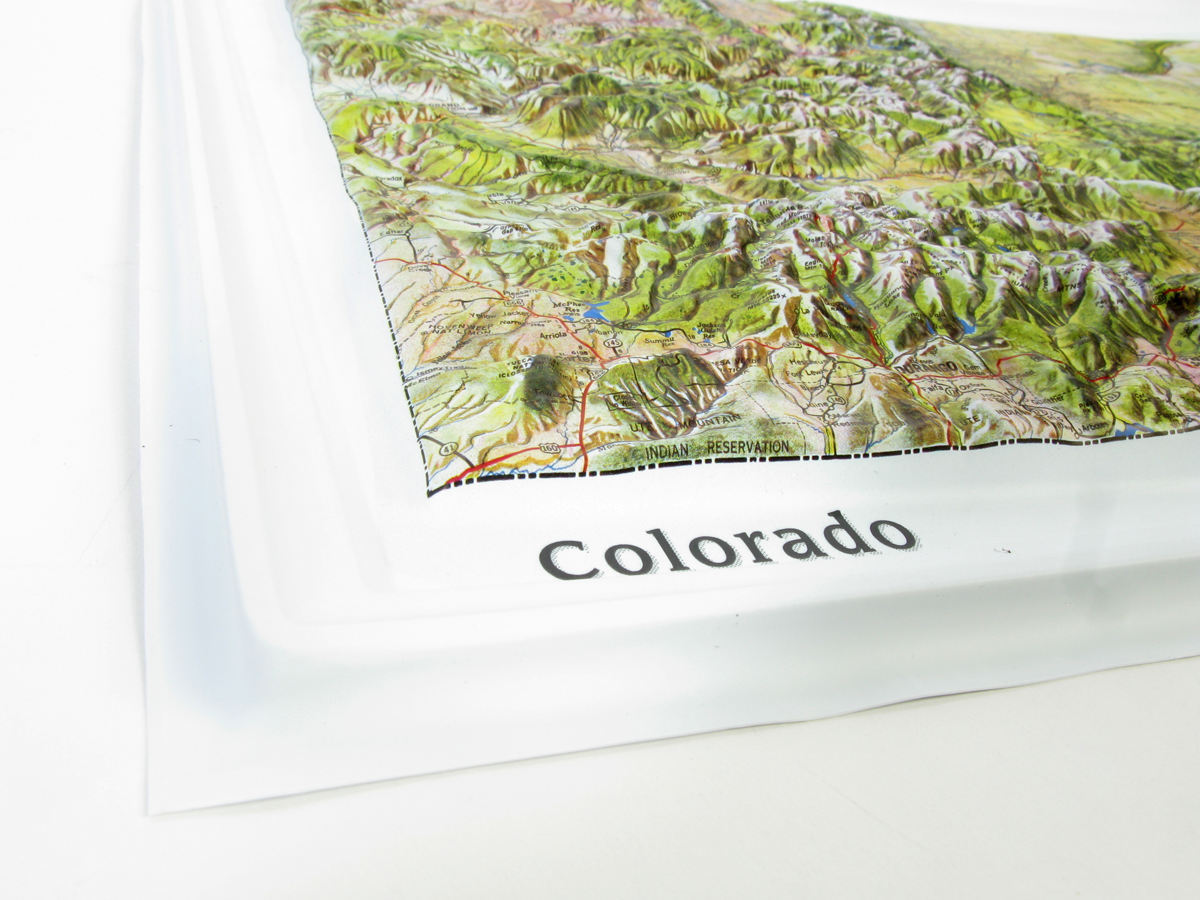 Colorado Natural Color Relief Three Dimensional 3D Raised Relief Map