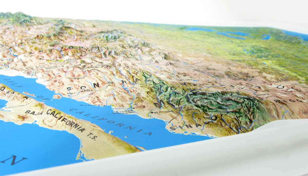 US Natural Color Relief Three Dimensional 3D Raised Relief Map