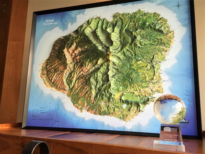 Kauai Hawaii Three Dimensional 3D Raised Relief Map