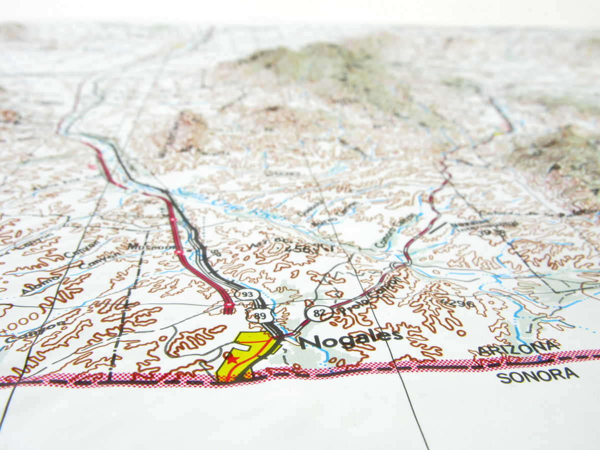 Nogales USGS Regional Three Dimensional 3D Raised Relief Map