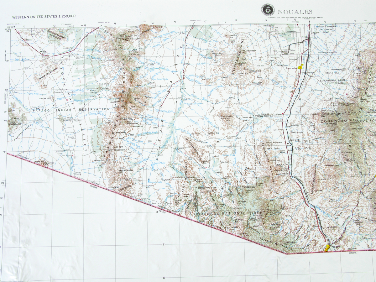 Nogales USGS Regional Three Dimensional 3D Raised Relief Map