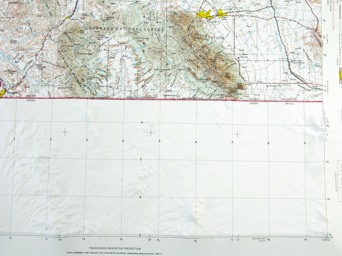 Nogales USGS Regional Three Dimensional 3D Raised Relief Map