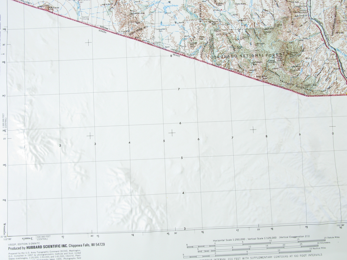Nogales USGS Regional Three Dimensional 3D Raised Relief Map