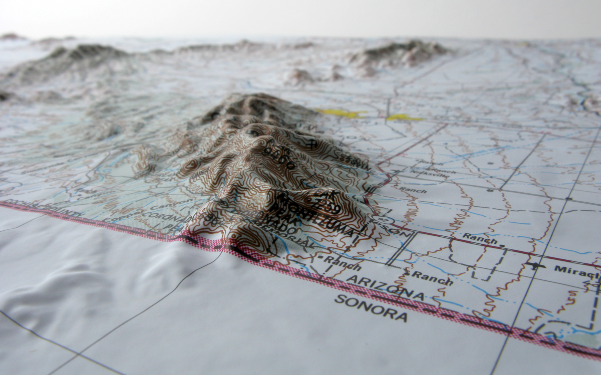 Nogales USGS Regional Three Dimensional 3D Raised Relief Map
