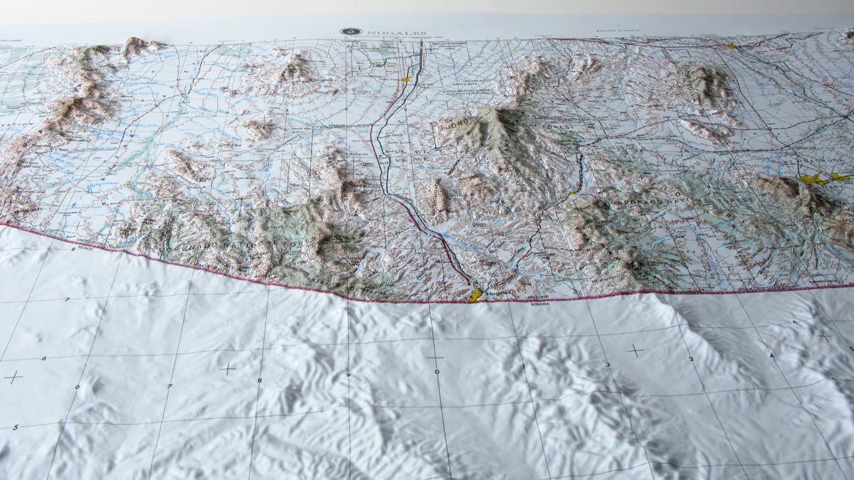 Nogales USGS Regional Three Dimensional 3D Raised Relief Map