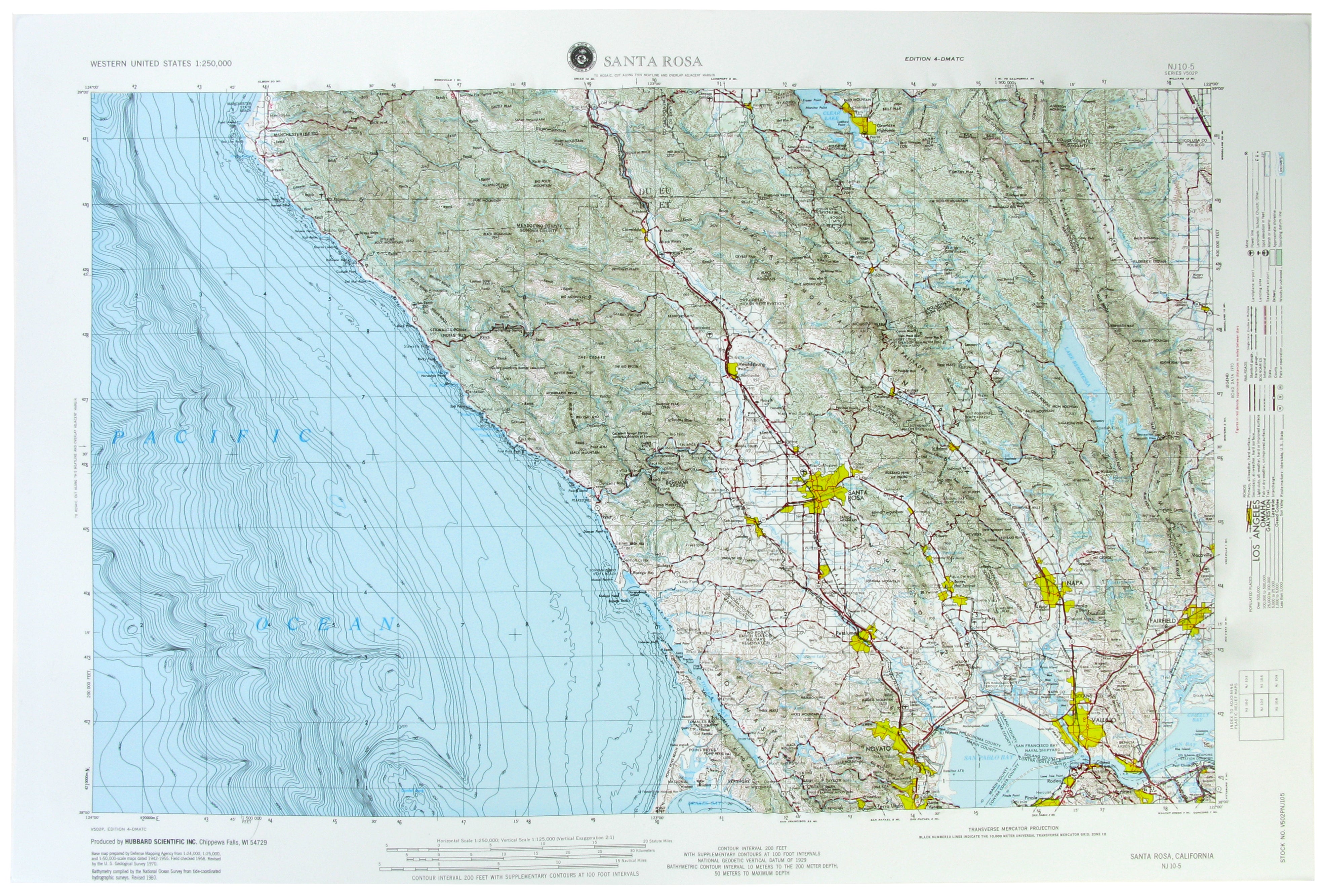 Santa Rosa USGS Regional Three Dimensional 3D Raised Relief Map
