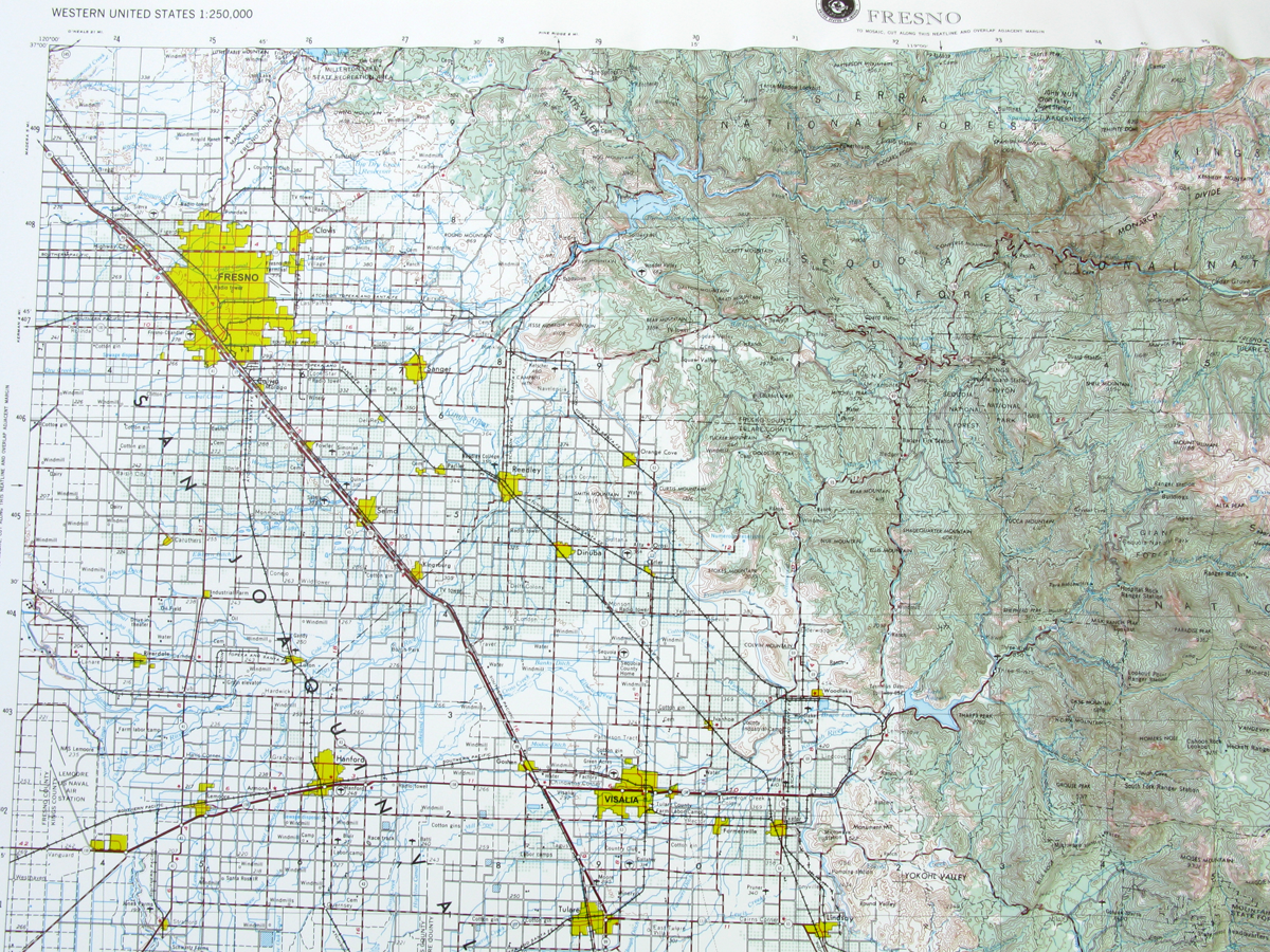 Fresno USGS Regional Three Dimensional 3D Raised Relief Map