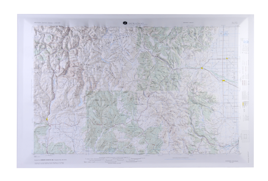 Durango USGS Regional Three Dimensional - 3D - Raised Relief Map