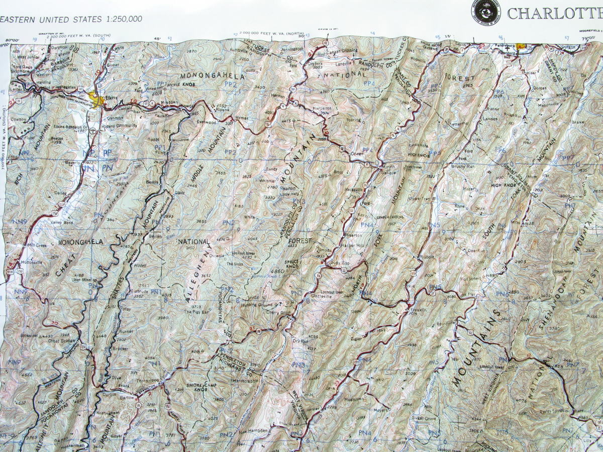 Charlottesville USGS Regional Three Dimension 3D Raised Relief Map