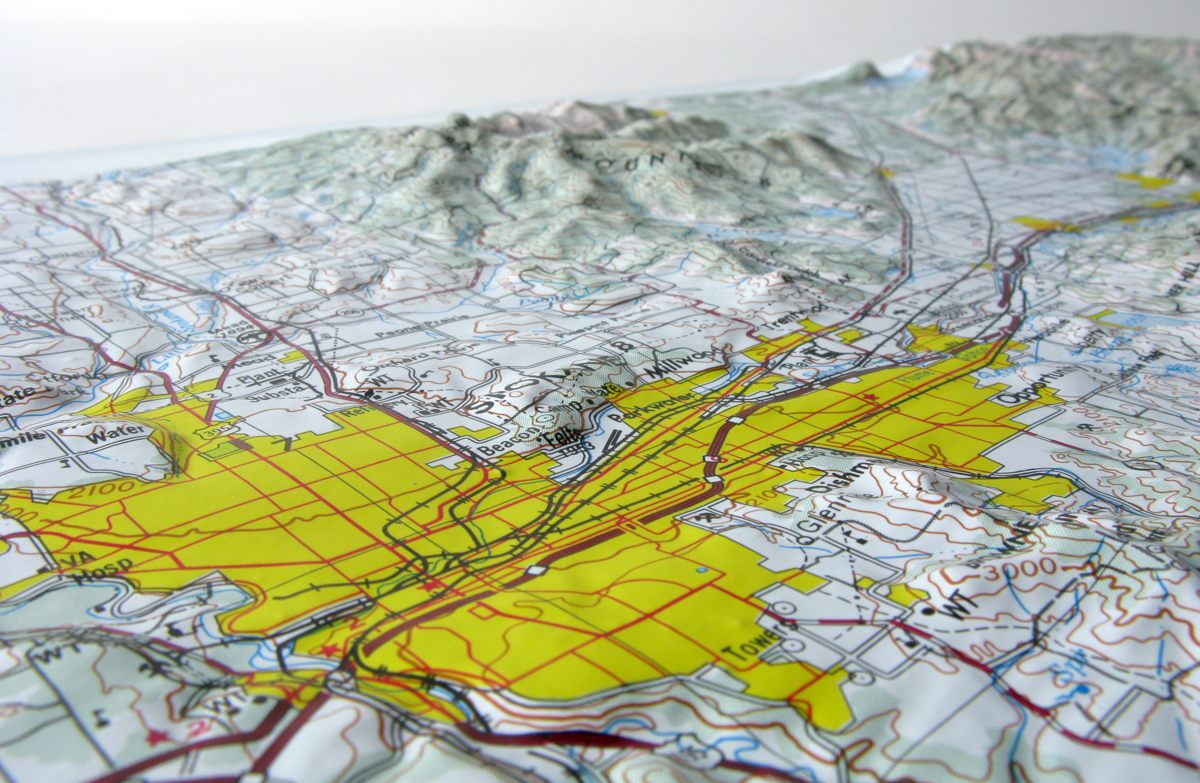 Spokane USGS Regional Three Dimensional 3D Raised Relief Map