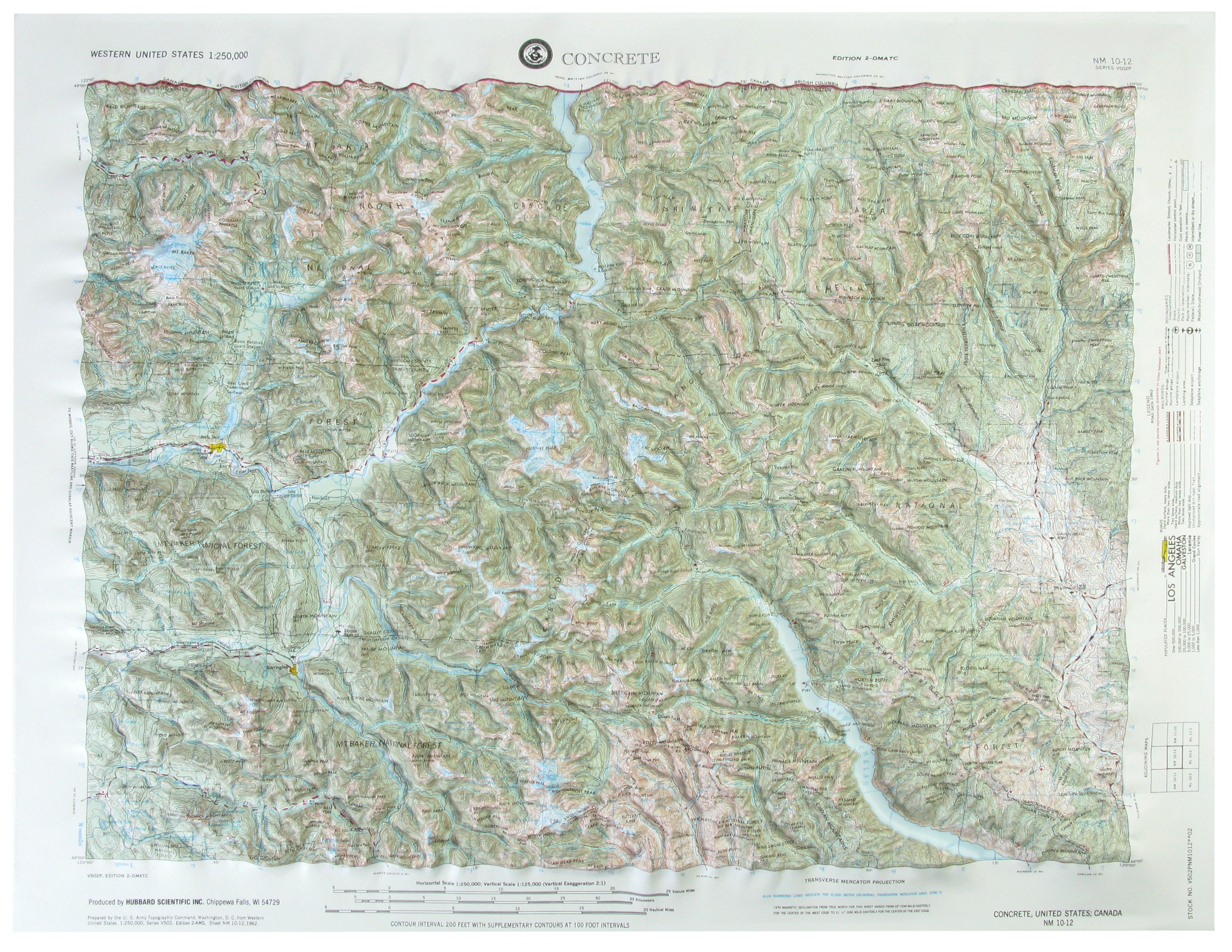 Concrete USGS Regional Three Dimensional - 3D - Raised Relief Map