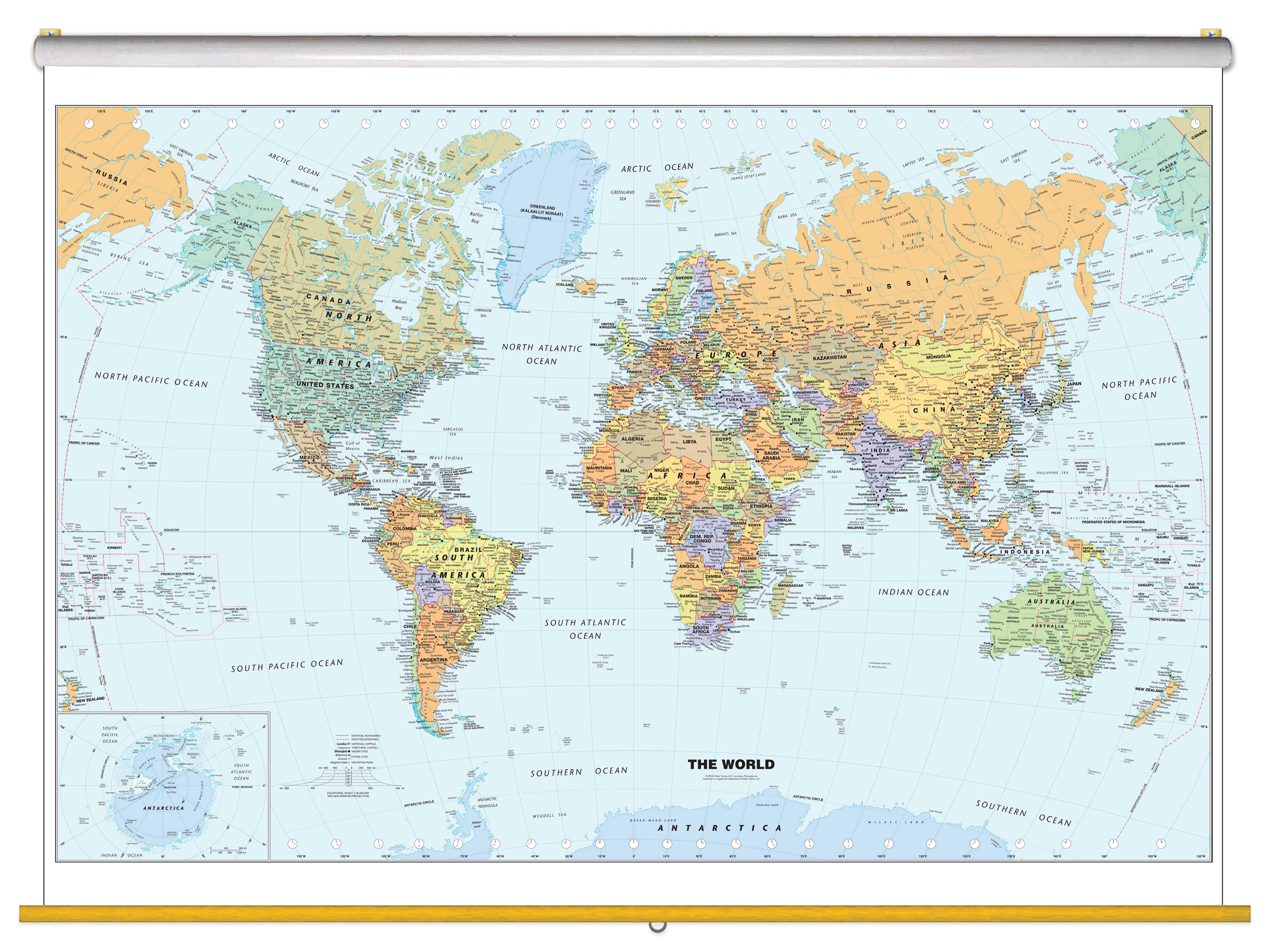 Classic World Wall Map Classroom Pull Down Map