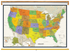 Contemporary United States US Map Classroom Pull Down Map