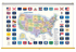 United States US Flags Wall Map Classroom Pull Down