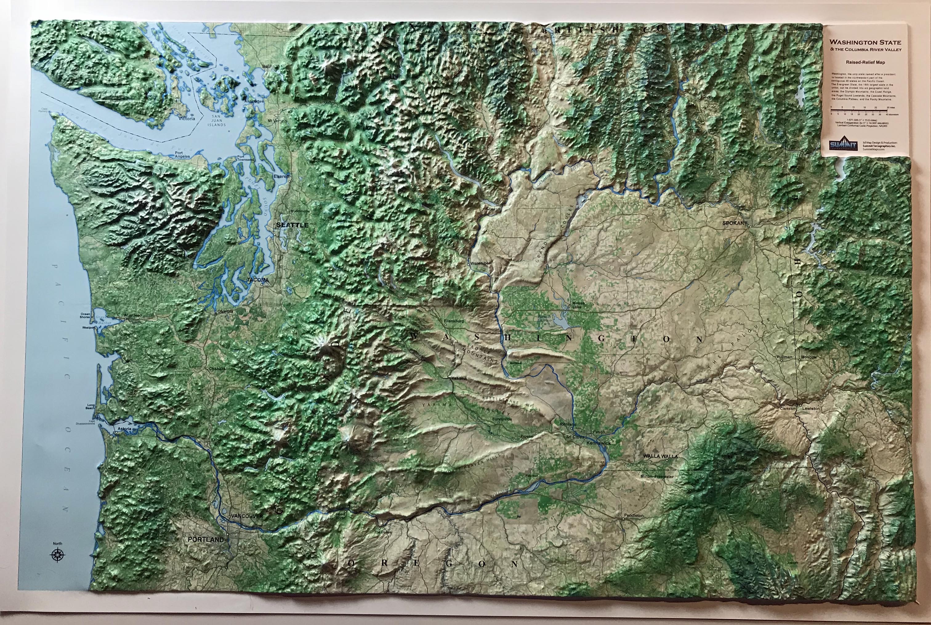 Wenatchi, WA. State Contour Map Framed Canvas Print