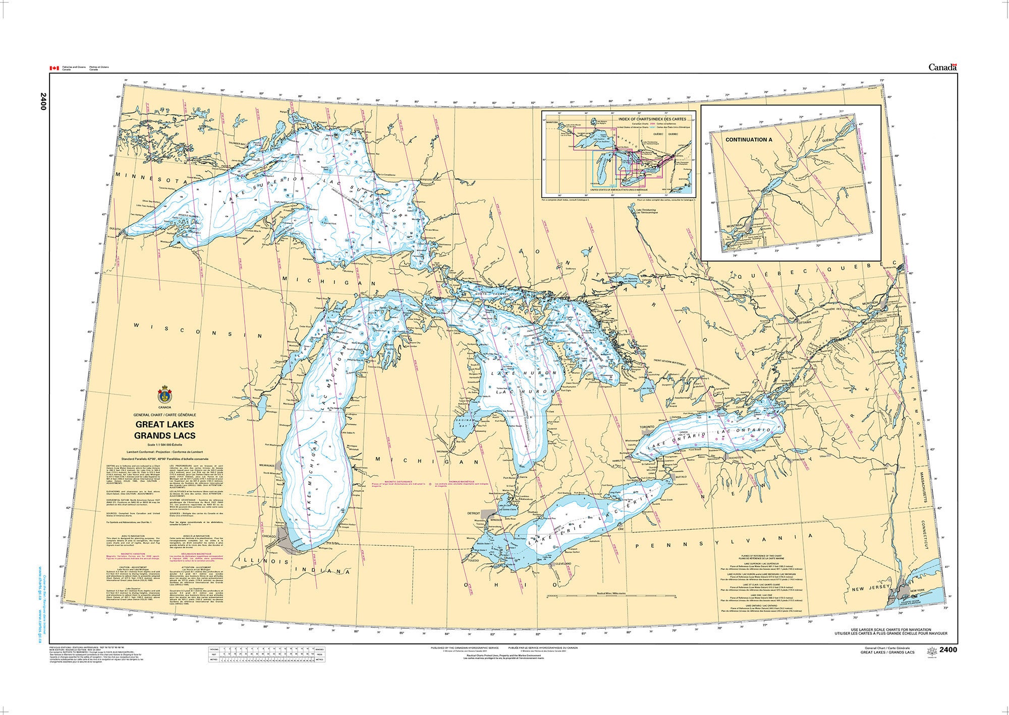 Canadian Hydrographic Service Nautical Chart CHS2400: Great Lakes/Grands Lacs
