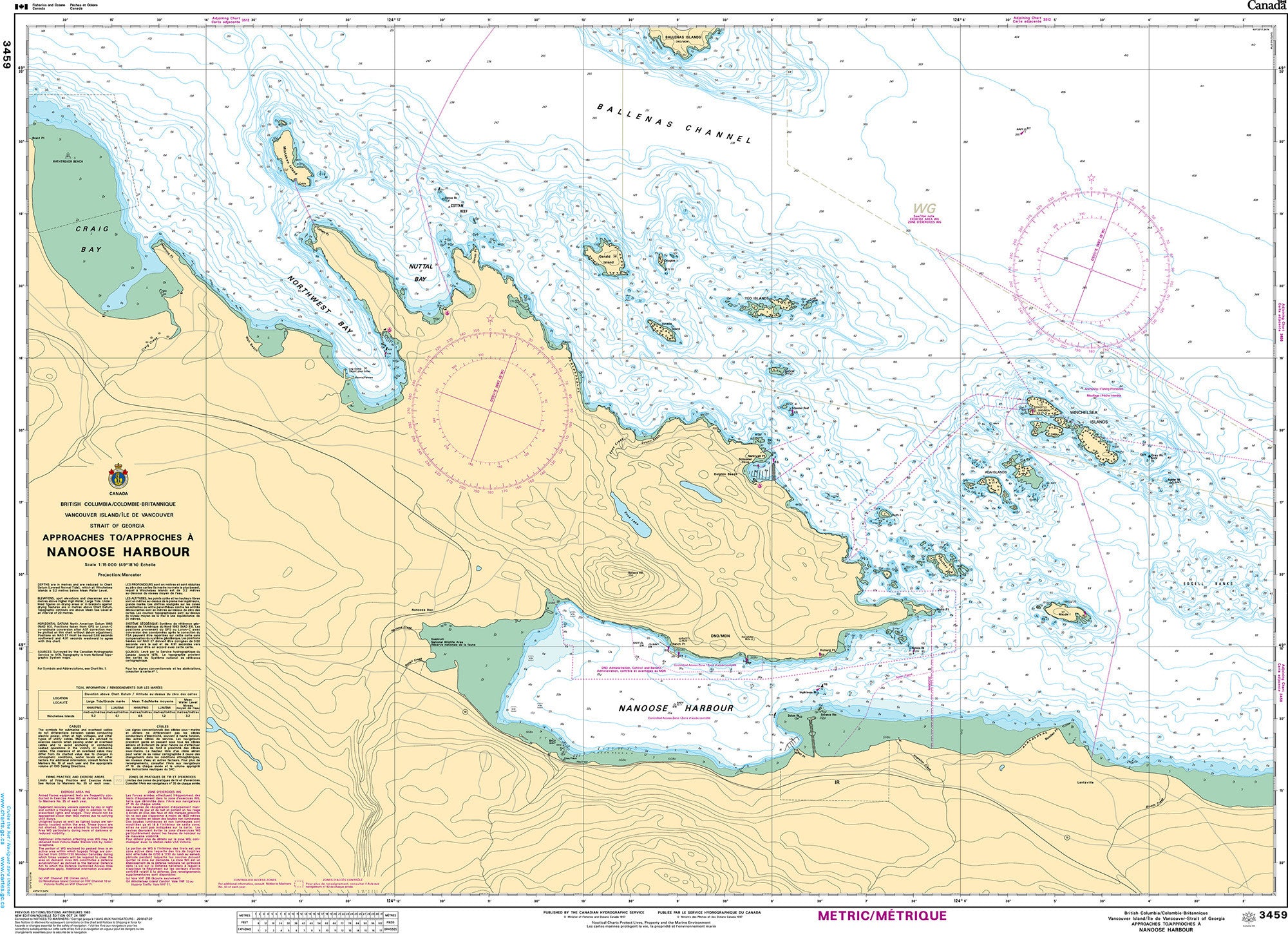 Canadian Hydrographic Service Nautical Chart CHS3459: Approaches to/Approches à Nanoose Harbour