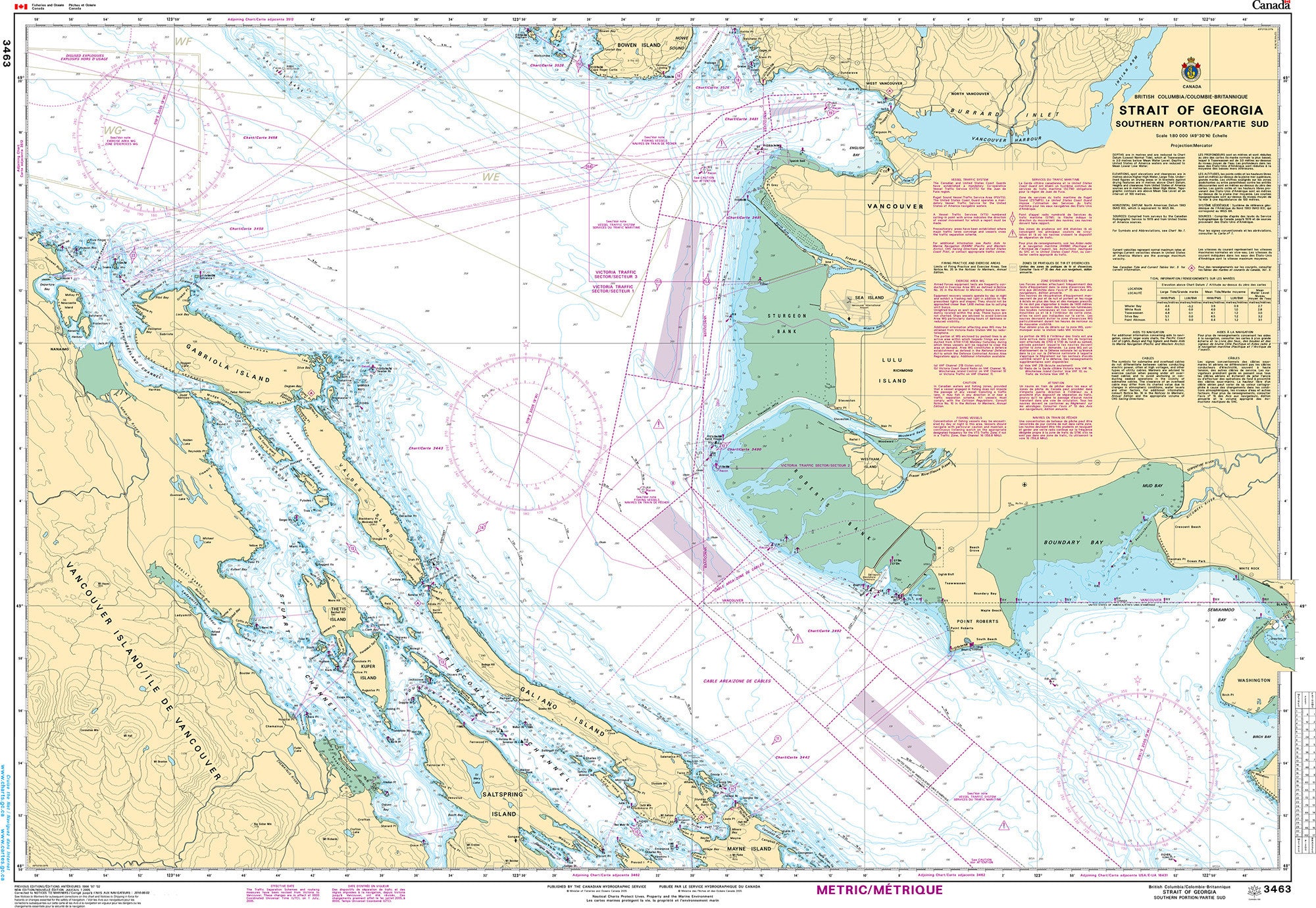 Canadian Hydrographic Service Nautical Chart CHS3463: Strait of Georgia, Southern Portion/Partie Sud
