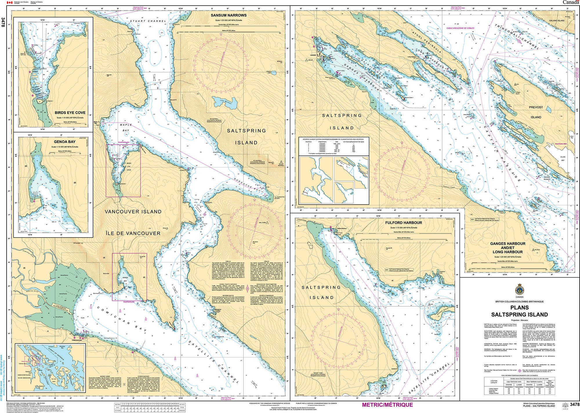 Canadian Hydrographic Service Nautical Chart CHS3478: Plans - Saltspring Island