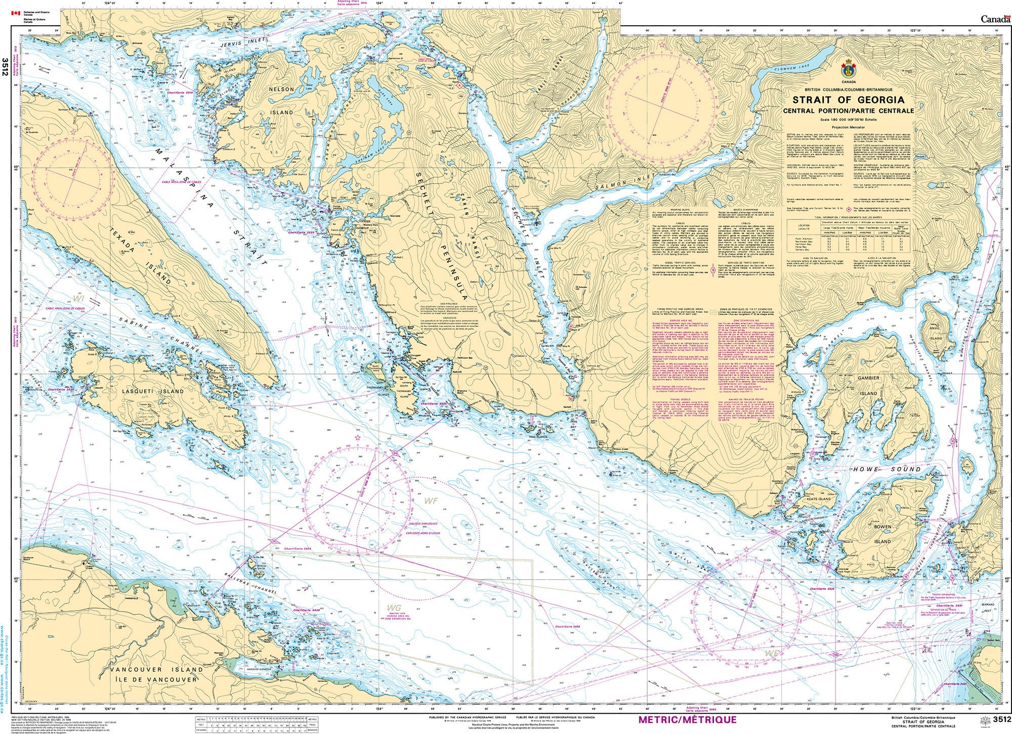 Canadian Hydrographic Service Nautical Chart CHS3512: Strait of Georgia, Central Portion/Partie Centrale