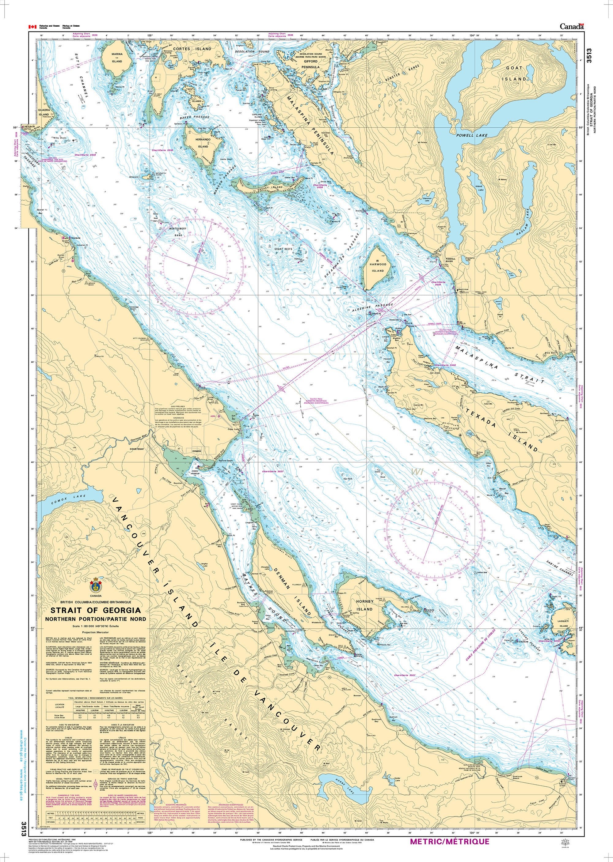 Canadian Hydrographic Service Nautical Chart CHS3513: Strait of Georgia, Northern Portion/Partie Nord
