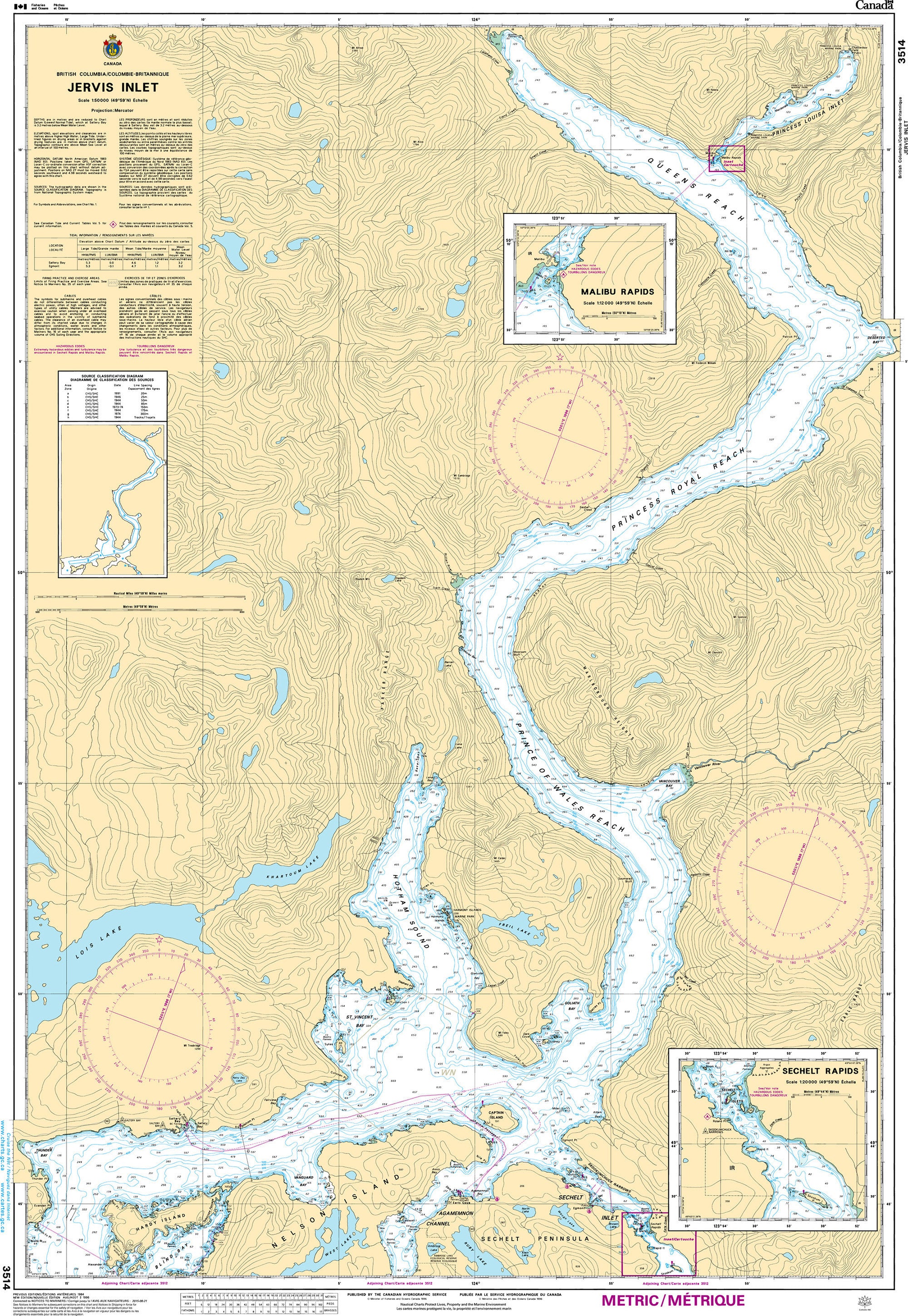 Canadian Hydrographic Service Nautical Chart CHS3514: Jervis Inlet