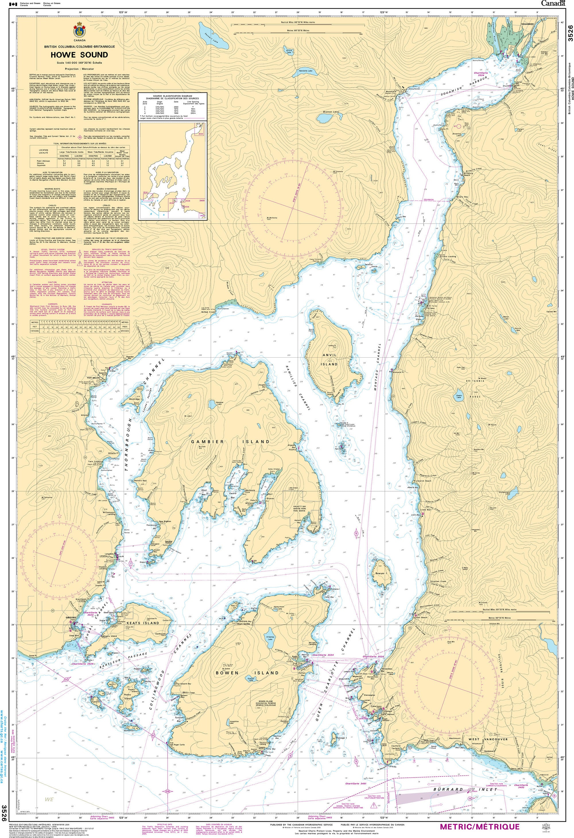 Canadian Hydrographic Service Nautical Chart CHS3526: Howe Sound