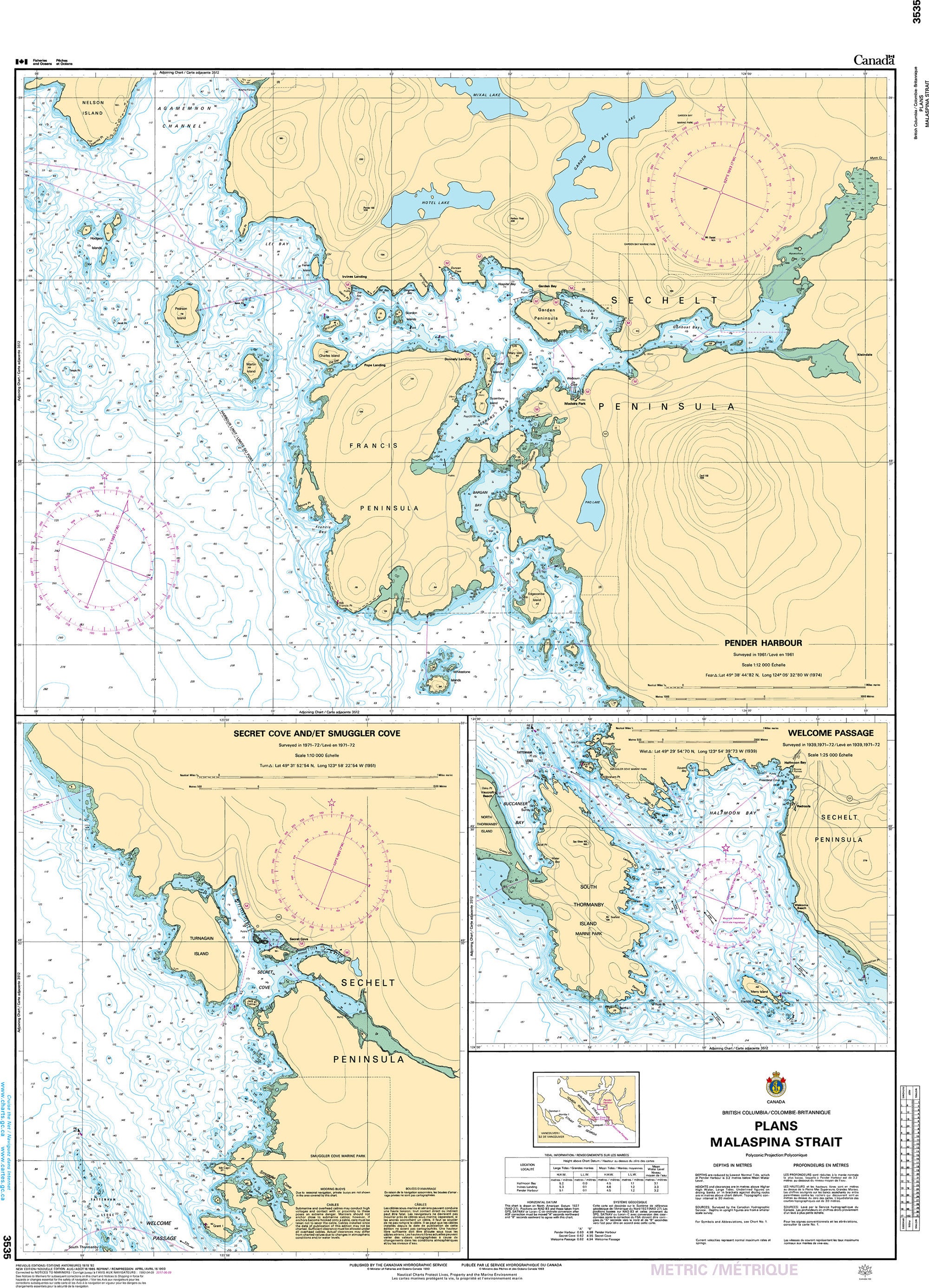 Canadian Hydrographic Service Nautical Chart CHS3535: Plans - Malaspina Strait