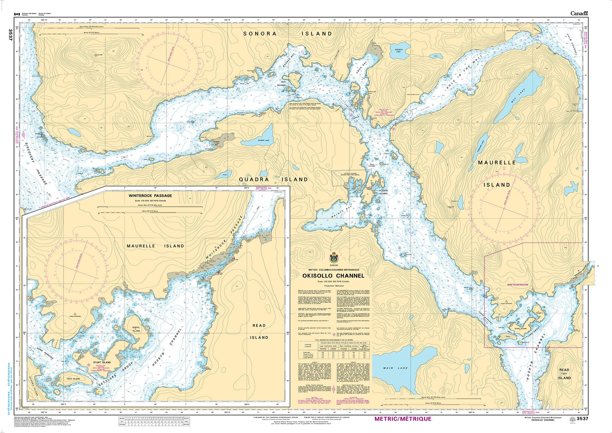 Canadian Hydrographic Service Nautical Chart CHS3537: Okisollo Channel