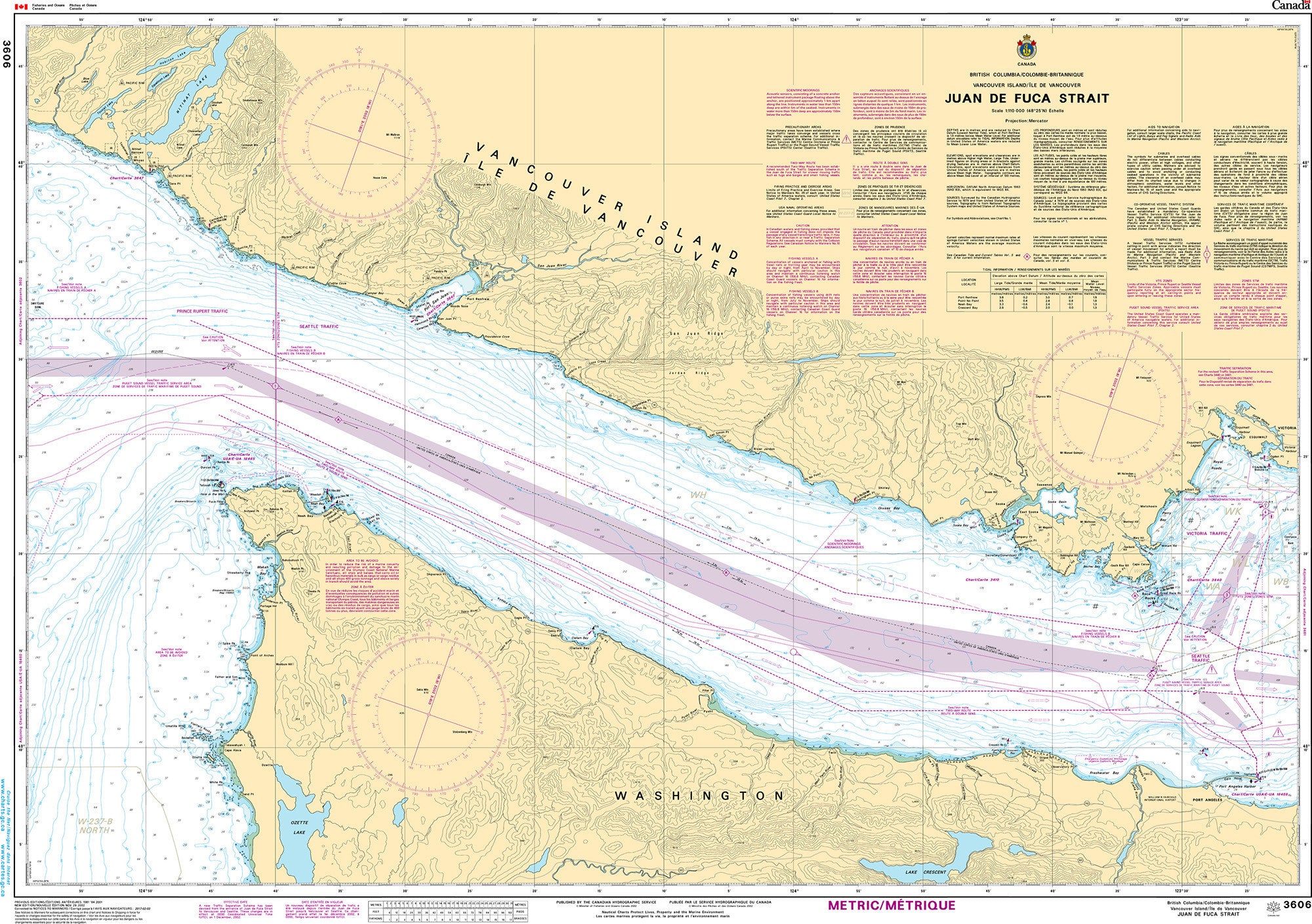 Canadian Hydrographic Service Nautical Chart CHS3606: Juan de Fuca Strait